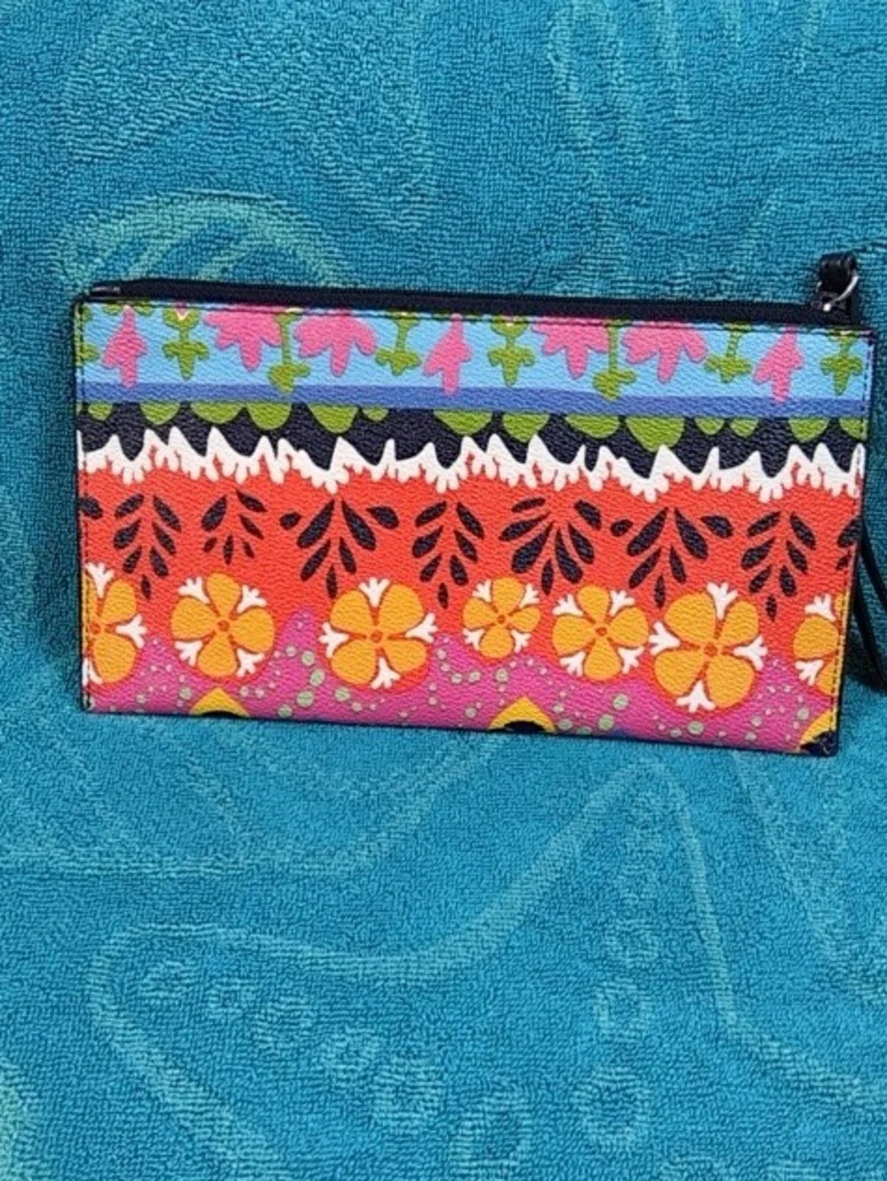 Vera Bradley Floral Wristlet Clutch in Blue, Pink & Green